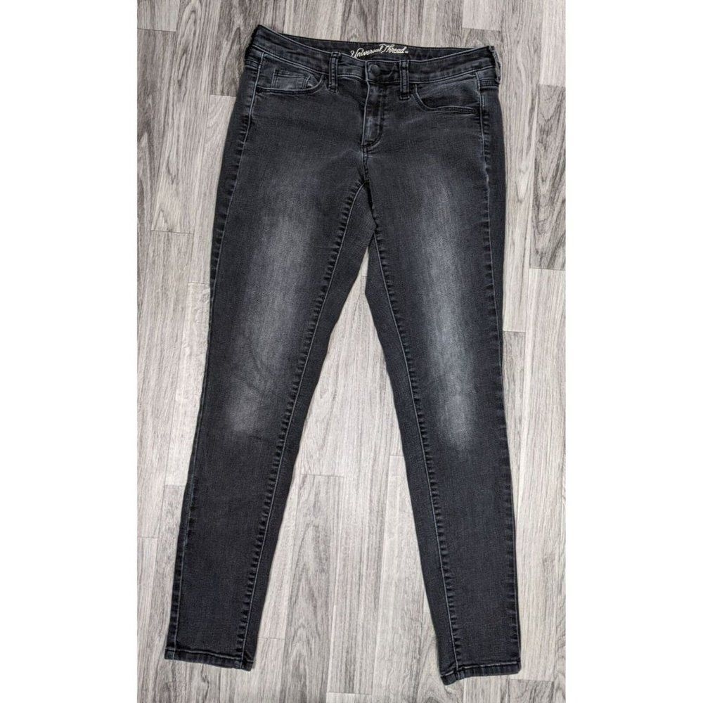 (3/$35) Universal Thread Size 4 / 27 R Mid Rise Skinny Grey Black Denim Jeans